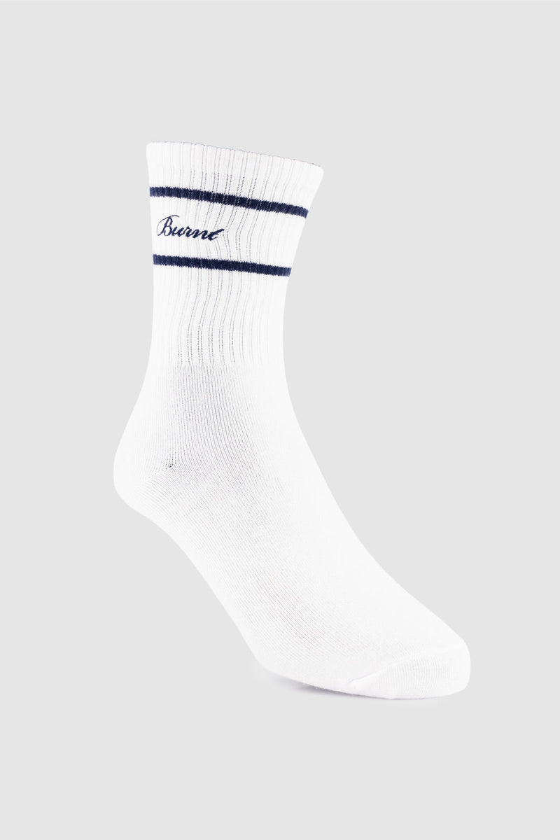 Track Crew Sock - White & Navy