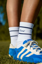 Track Crew Sock - White & Navy